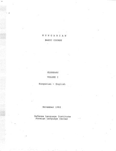 DLI. Hungarian basic courses. Glossary