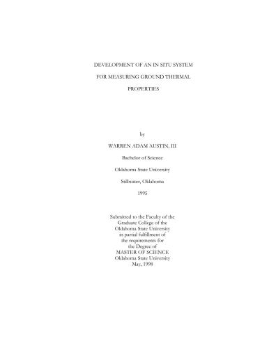 Development of an in situ system for measuring ground thermal properties (Разработка системы для измерения тепловых свойств грунта на месте)