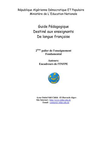 Guide pédagogique destiné aux enseignants de langue française