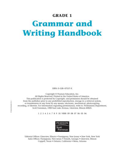 Grammar and Writing Handbooks (Grade 1 to Grade 6)