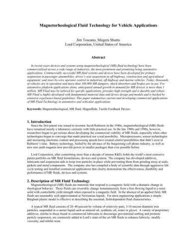Magnetorheological Fluid Technology for Vehicle Applications
