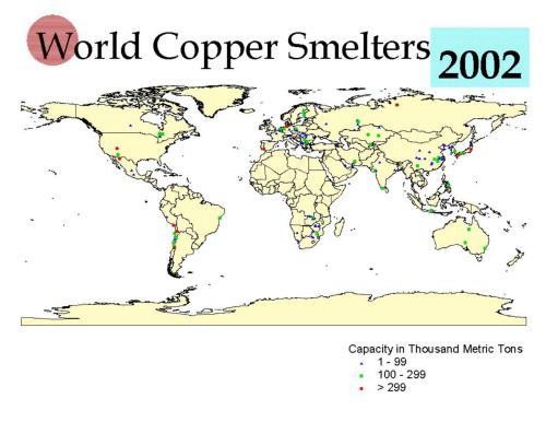 Map and Table of World Copper Smelters
