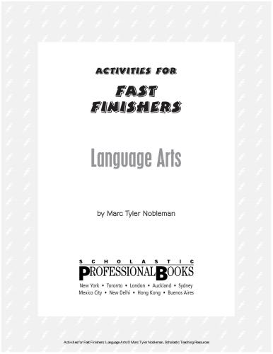Activities for Fast Finishers: Language Arts