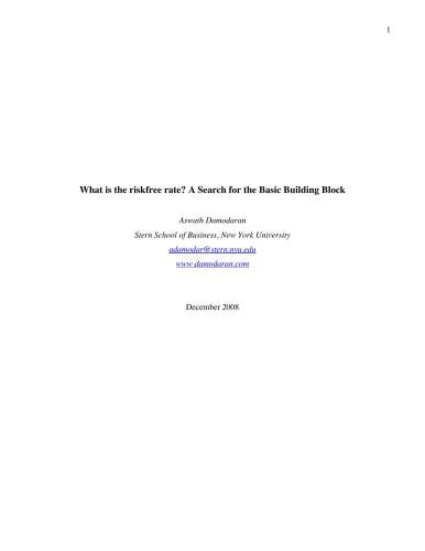 What is the riskfree rate? A Search for the Basic Building Block