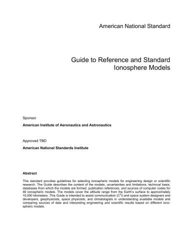 American Standard. Guide to Reference and Standard Ionosphere Models