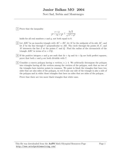 JBMO 2004 problems