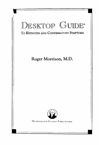 Desktop Guide: To Keynotes and Confirmatory Symptoms