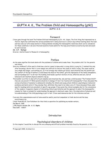 The Problem Child and Homeopathy