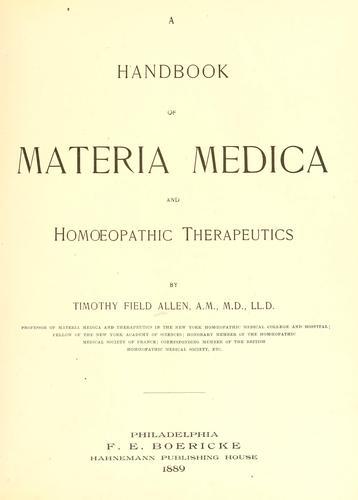 Timophy. Handbook of Materia Medica and Homoeopathic Therapeutics