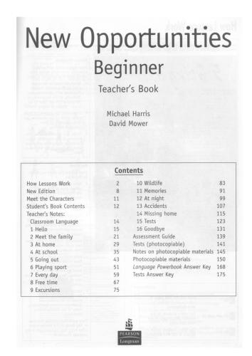 New Opportunities Beginner Teacher's book