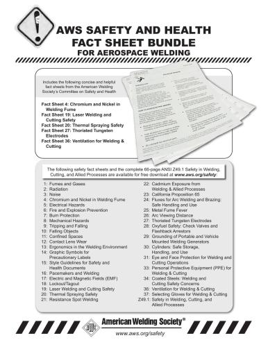 AWS Safety and Health Fact Sheet Bundle for Aerospace Welding