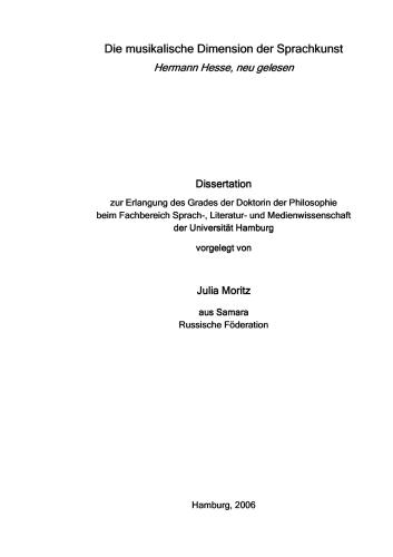 Die musikalische Dimension der Sprachkunst. Hermann Hesse neu gelesen