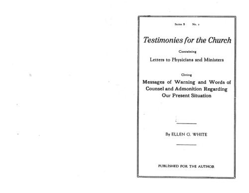 Testimonies for the Church. Series B, No. 2. 1904