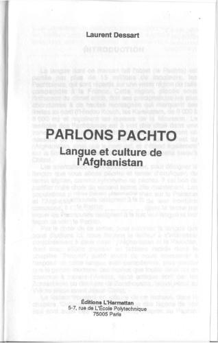 Parlons Pachto. Langue et Culture de L'Afghanistan