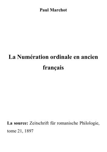 La Numération ordinale en ancien français