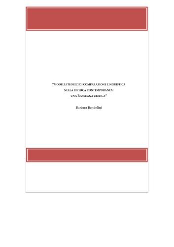 Modelli teorici di comparazione linguistica nella ricerca contemporanea