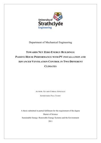 Towards net zero energy Buildings: Passive house performance with PV installation and advanced ventilation control in two different climates (Здания с нулевым энергопотреблением: Характеристики пассивного дома с фотоэлектрической устано