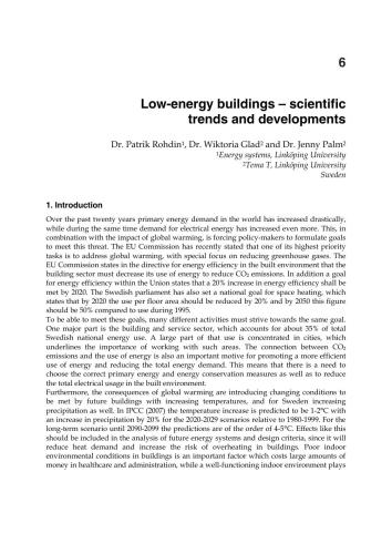 Low-energy buildings - scientific trends and developments (Здания с низким энергопотреблением - научные тенденции и разработки)