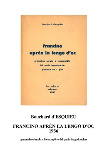 Francino aprèn la lengo d’oc: gramatico simplo e incoumplèto del parla lengadoucian