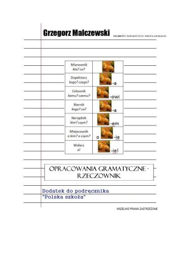 Opracowania gramatyczne A - rzeczownik (dodatek do podręcznika Polska szkoła)