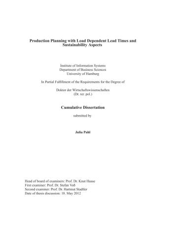 Production Planning with Load Dependent Lead Times and Sustainability Aspects