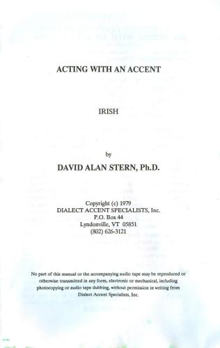 Acting With An Accent: Irish