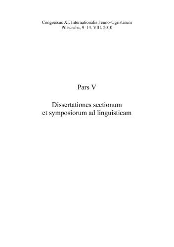 Dissertationes sectionum et symposiorum ad linguisticam. Pars V