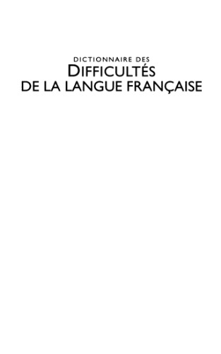 Dictionnaire des difficulltés de la langue française