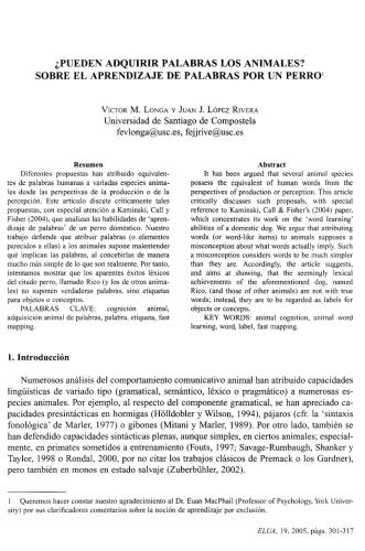 ¿Pueden adquirir palabras los animales? Sobre el aprendizaje de palabras por un perro