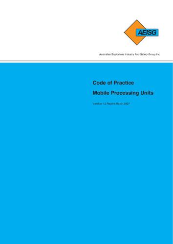 Code of Practice. Mobile Processing Units