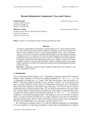 Beyond Independent Components: Trees and Clusters