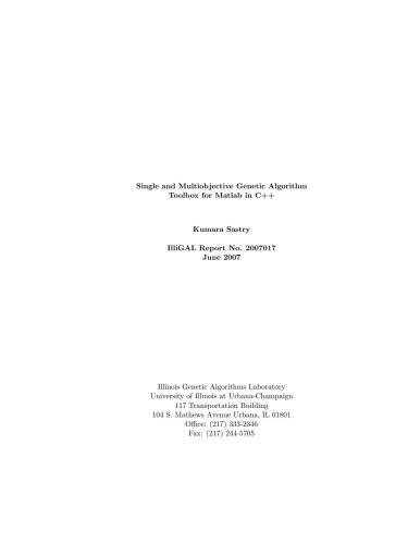 Single and Multiobjective Genetic Algorithm Toolbox for Matlab in C++