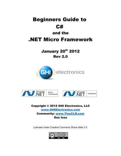 Beginners Guide to C# and the .NET Micro Framework