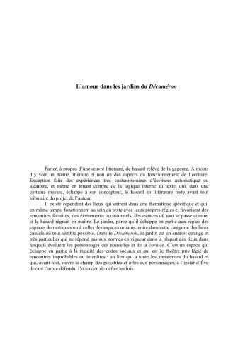 L’amour dans les jardins du Décaméron