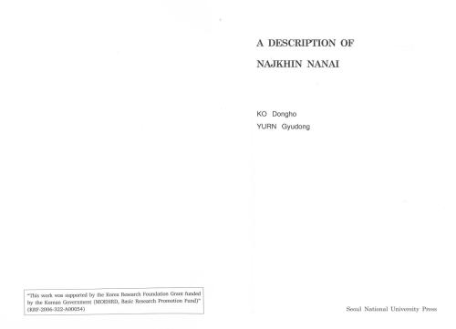 A Description of Najkhin Nanai