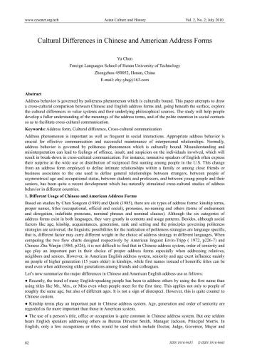 Cultural Differences in Chinese and American Address Forms