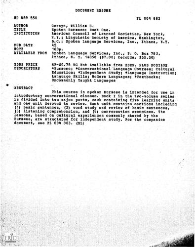 Spoken Burmese. Book 1