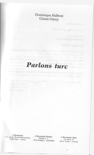 Parlons turc. Langue et culture