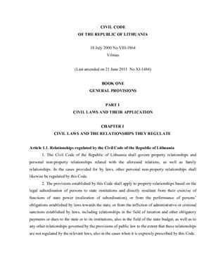 Civil Code of the Republic of Lithuania