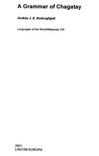 A Grammar of Chagatay