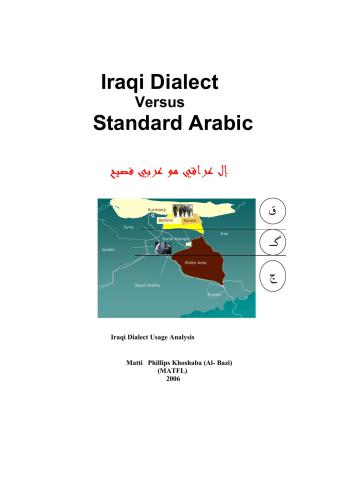 Iraqi Dialect Versus Standard Arabic