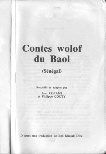 Contes Wolof du Baol