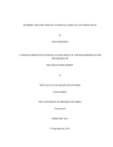 Bushido: the creation of a martial ethic in late Meiji Japan