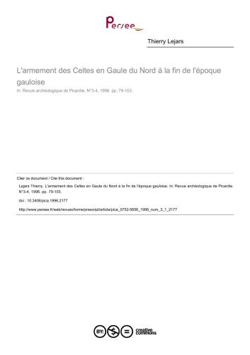 L'armement des Celtes en Gaule du Nord à la fin de l'époque (Озброєння Кельтів у Північній Галії в кінці доби (кельтської))