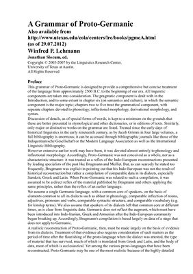 A Grammar of Proto-Germanic