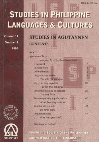 Studies in Philippine Languages and Cultures
