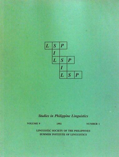Studies in Philippine Linguistics