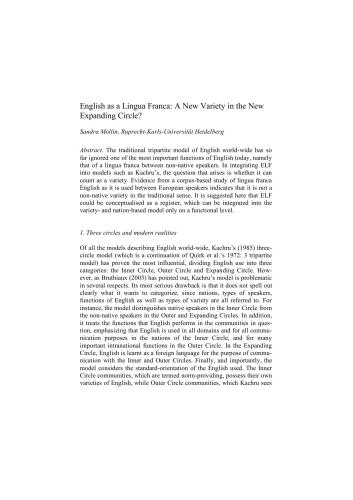 English as a Lingua Franca: A New Variety in the New Expanding Circle?