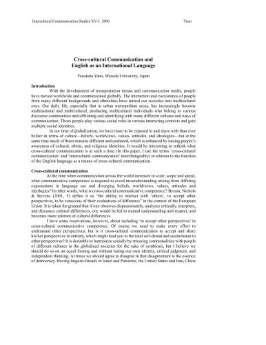 Cross-cultural Communication and English as an International Language