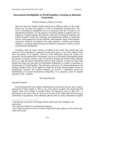 International Intelligibility in World Englishes: Focusing on Idiomatic Expressions